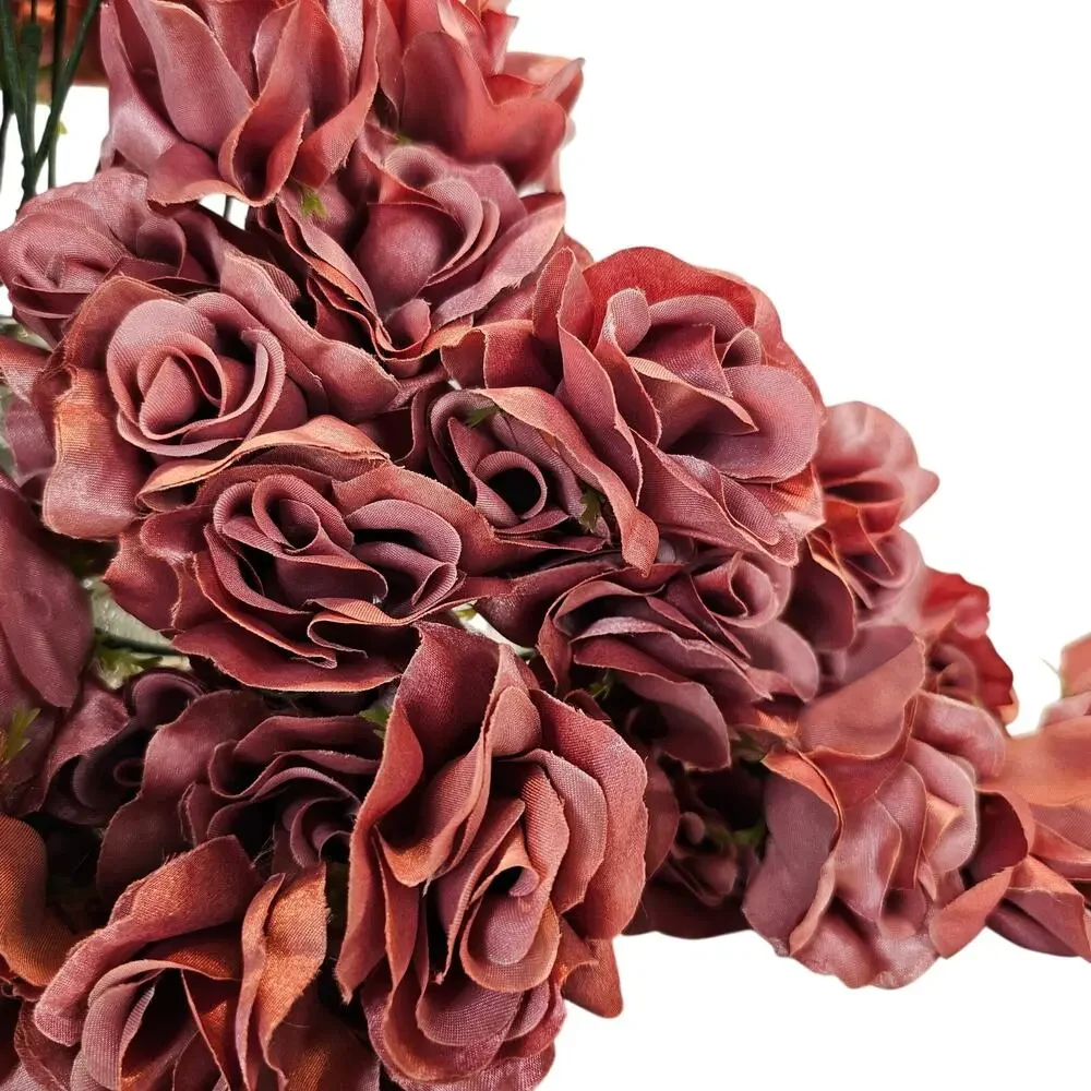 Mauve Pink Satin Open Rose Stems Artificial Flowers Wedding Craft 2.5